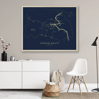 Trail Poster of Rongai Route - Blue Mockup
