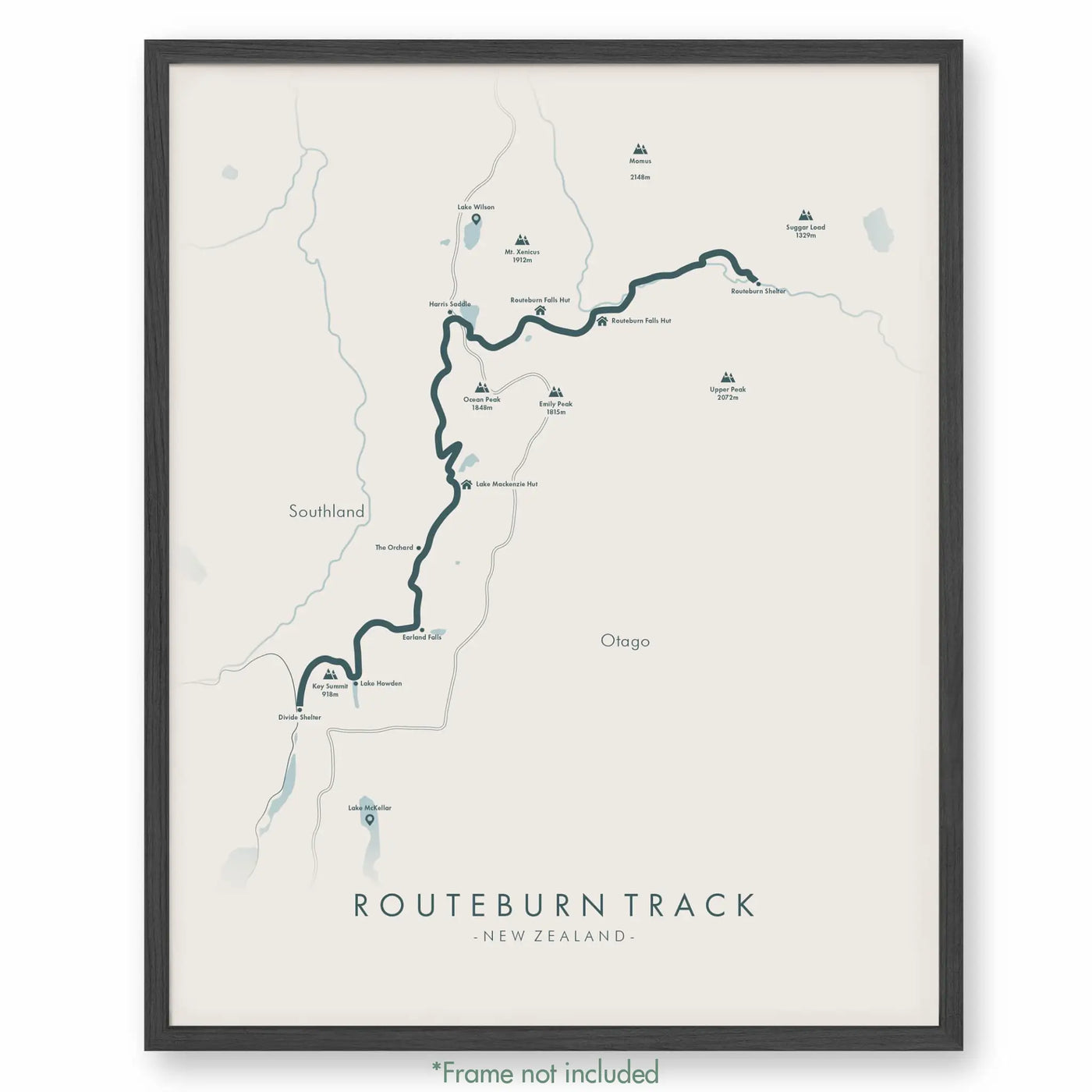 Trail Poster of Routeburn Track - Beige