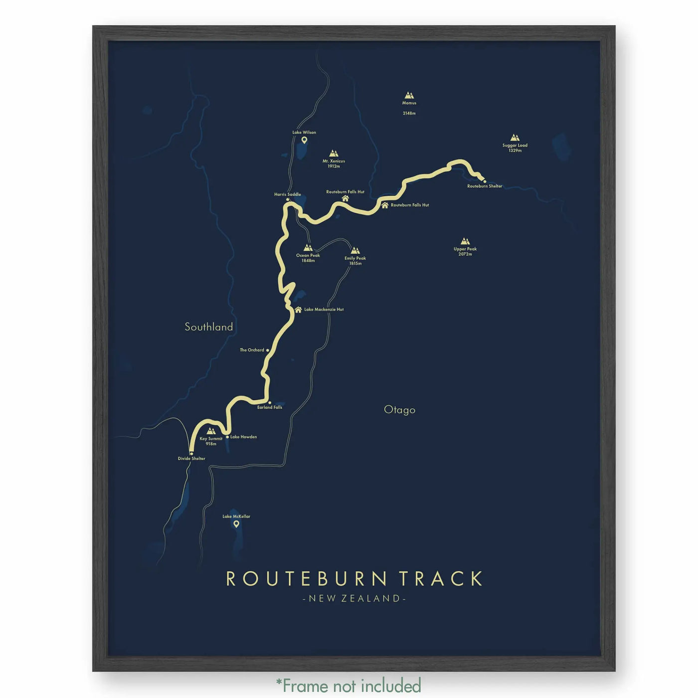 Trail Poster of Routeburn Track - Blue
