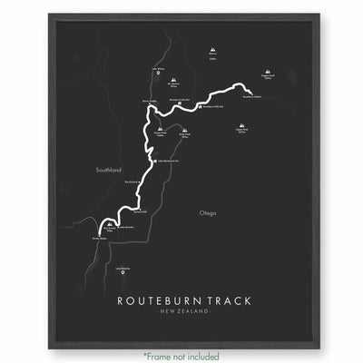 Trail Poster of Routeburn Track - Grey