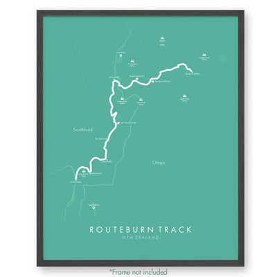 Trail Poster of Routeburn Track - Teal