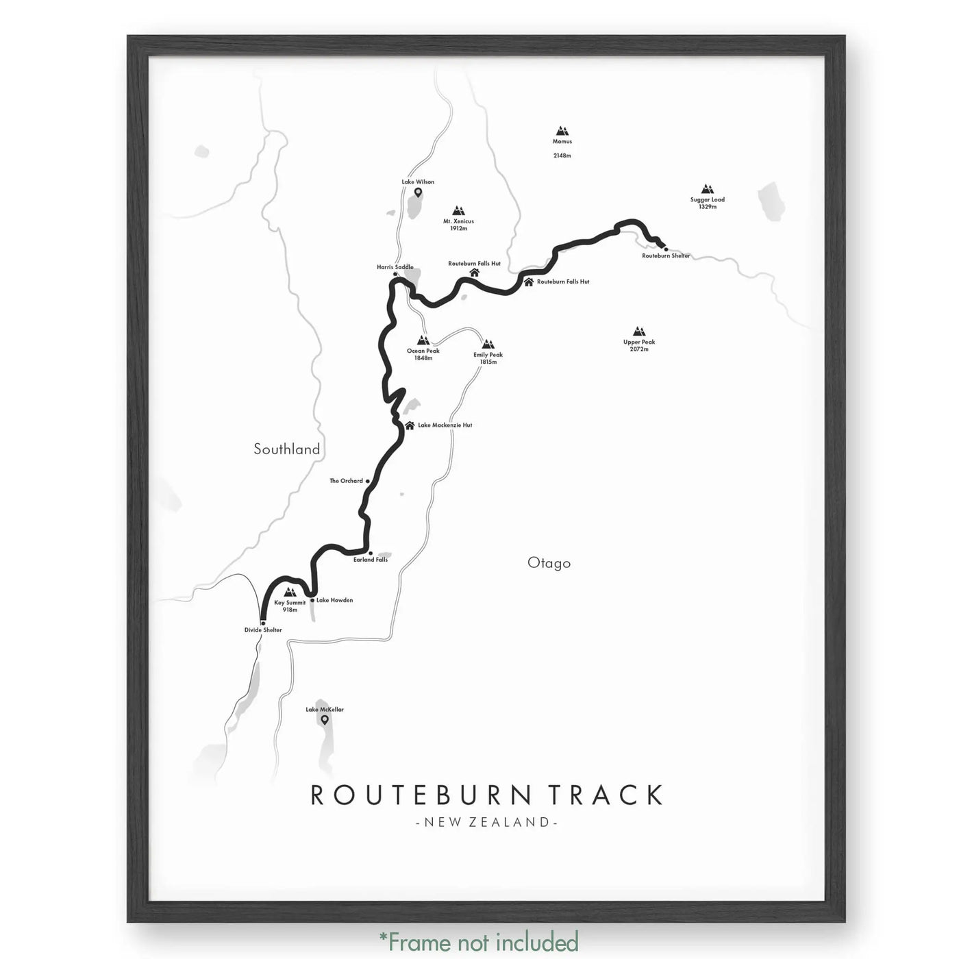 Trail Poster of Routeburn Track - White