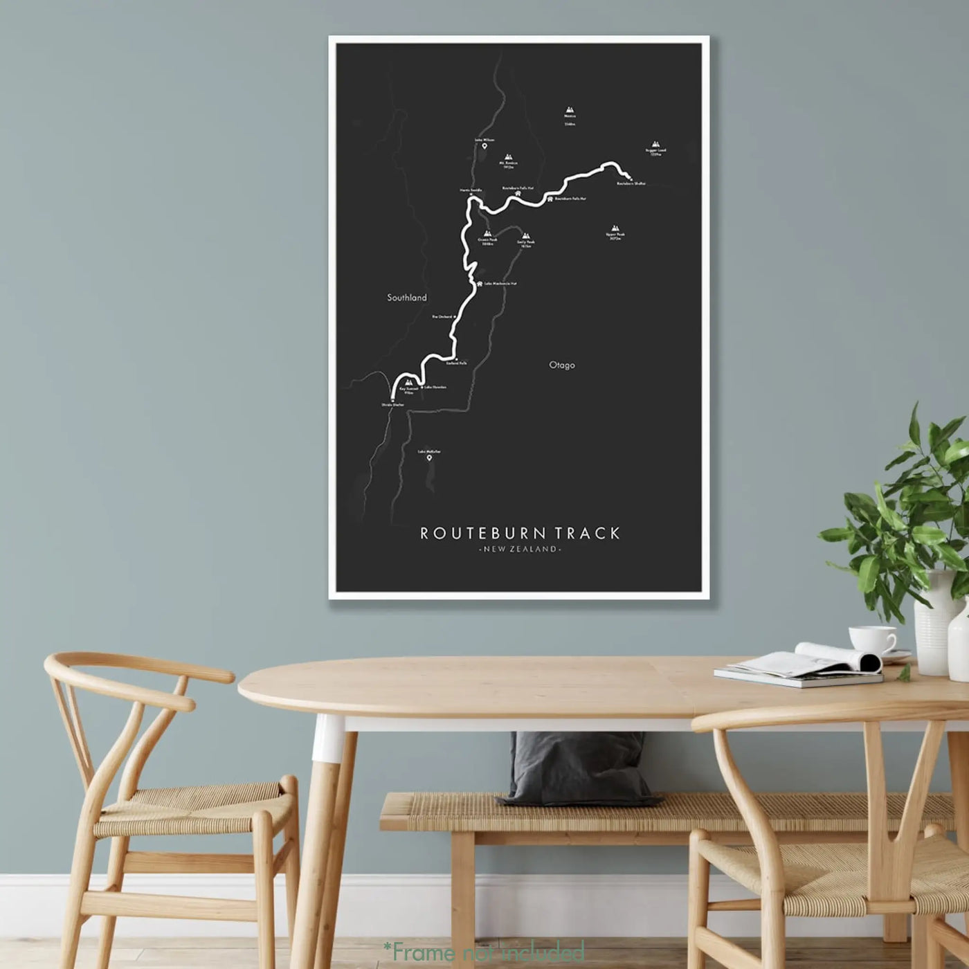 Trail Poster of Routeburn Track - Grey Mockup