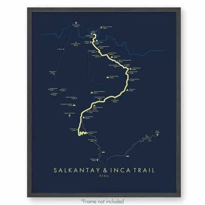 Trail Poster of Salkantay & Inca Trail - Blue