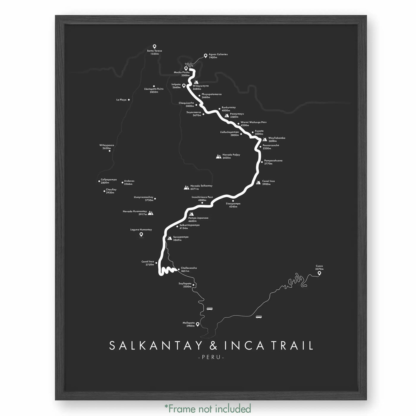 Trail Poster of Salkantay & Inca Trail - Grey