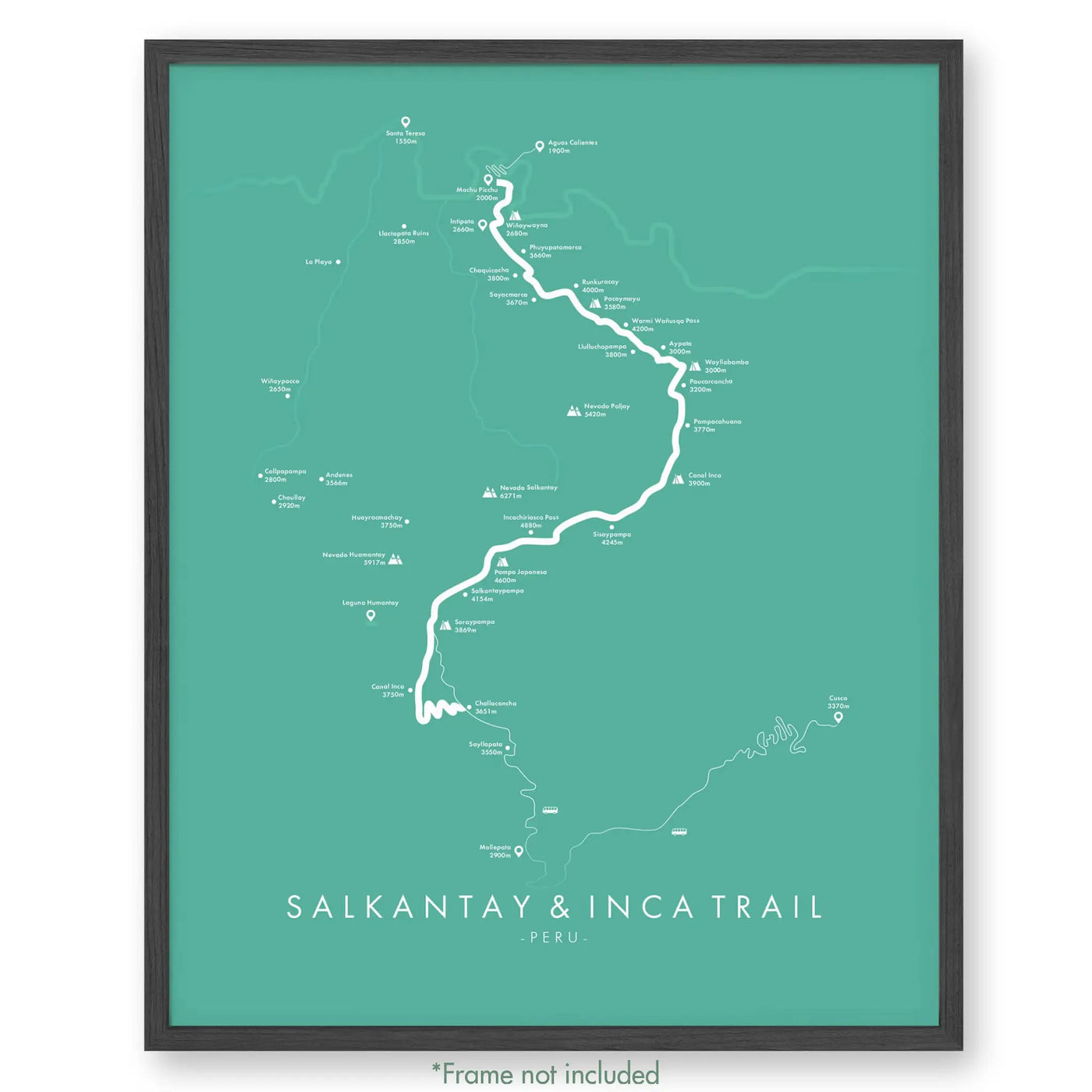 Trail Poster of Salkantay & Inca Trail - Teal