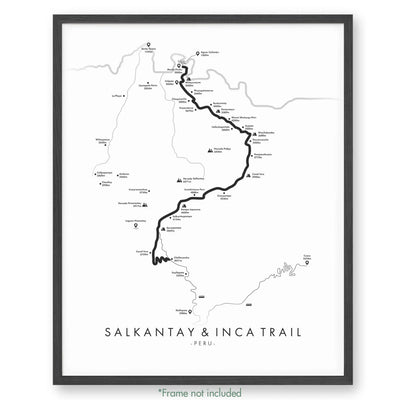 Trail Poster of Salkantay & Inca Trail - White