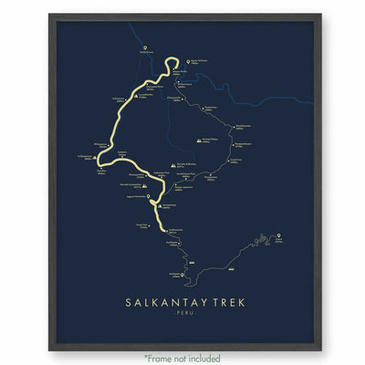 Trail Poster of Salkantay Trek - Blue