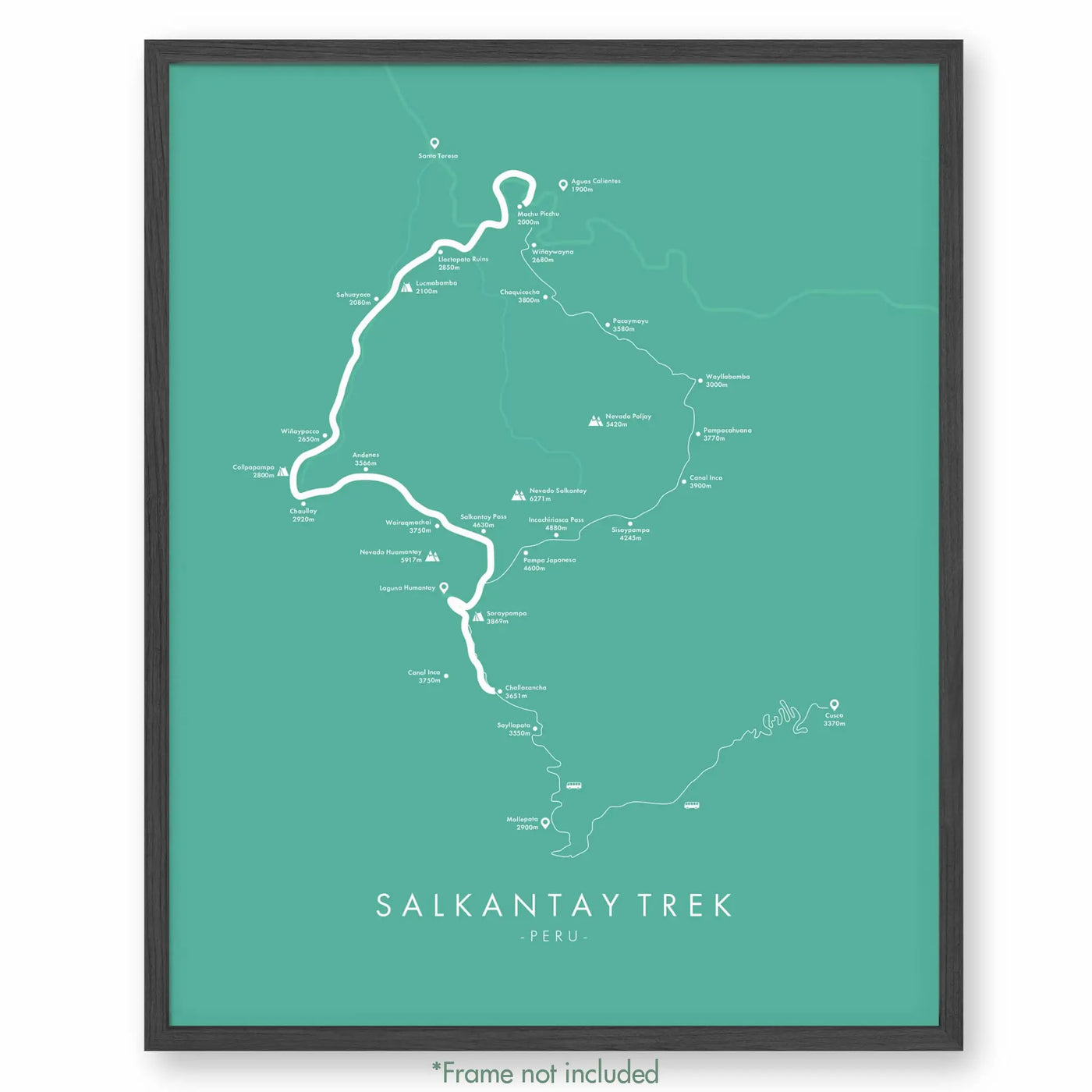 Trail Poster of Salkantay Trek - Teal