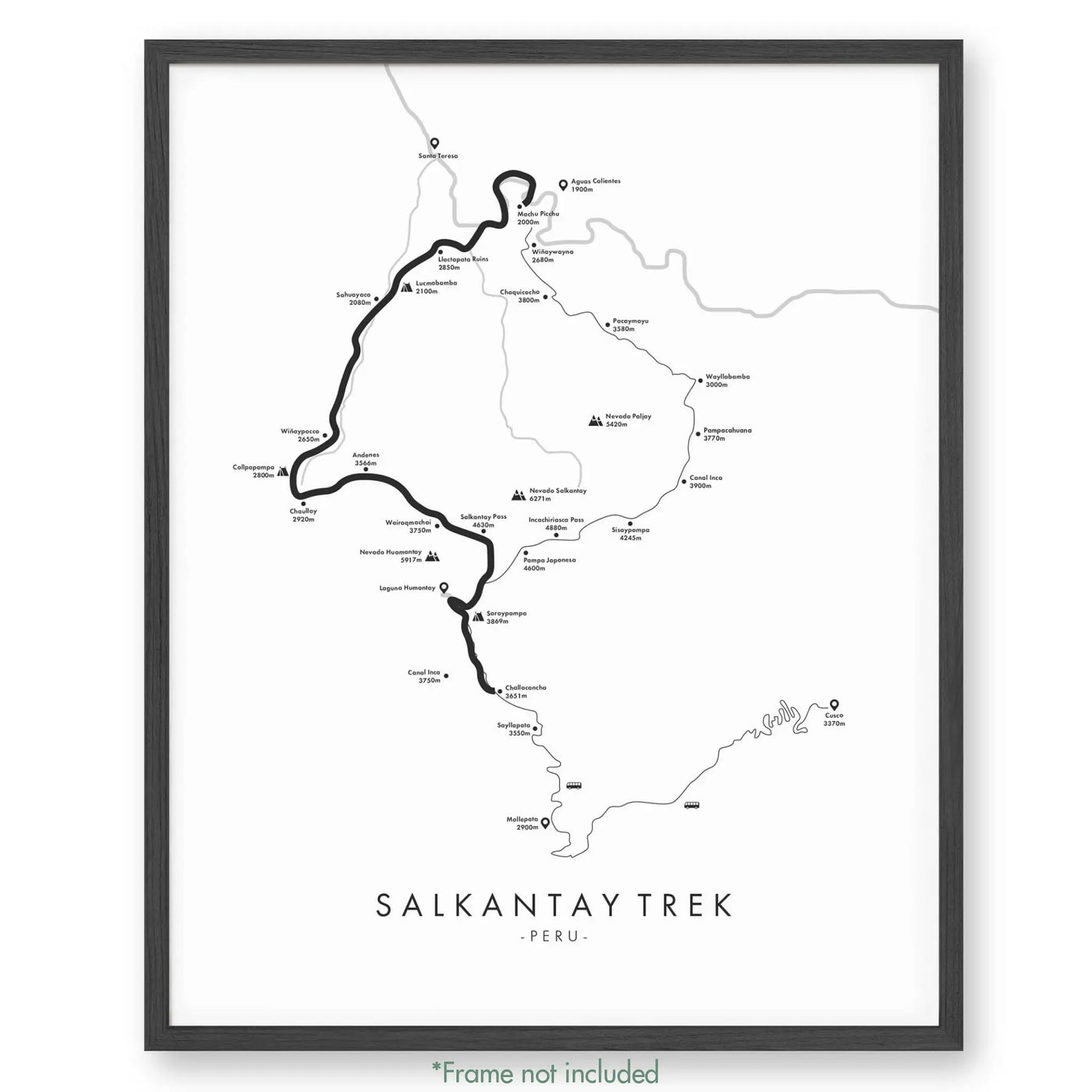 Trail Poster of Salkantay Trek - White
