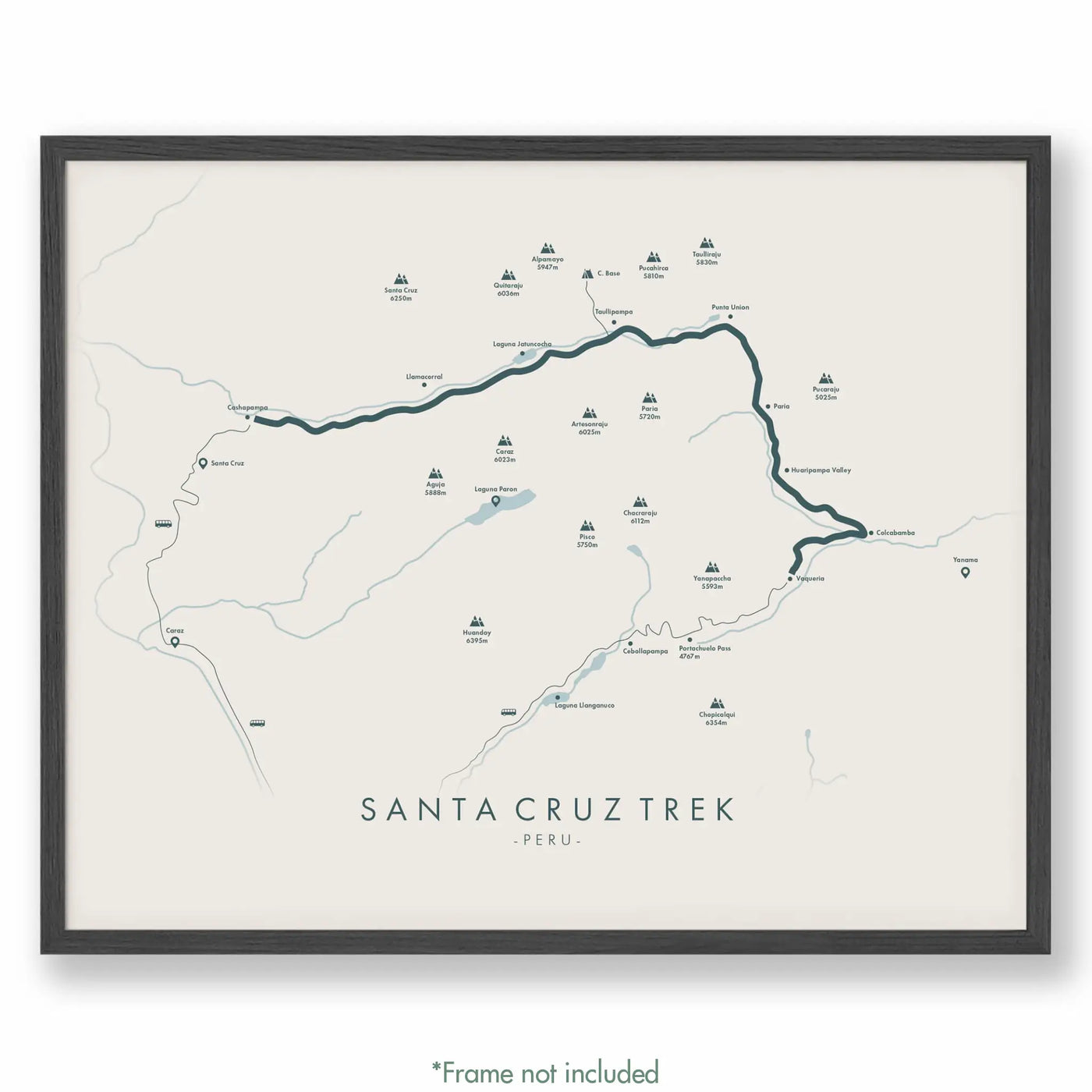 Trail Poster of Santa Cruz Trek - Beige