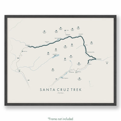 Trail Poster of Santa Cruz Trek - Beige
