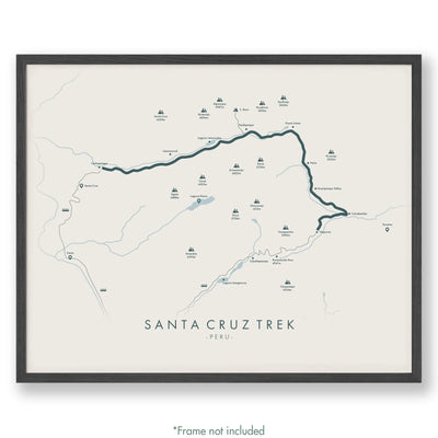 Trail Poster of Santa Cruz Trek - Beige