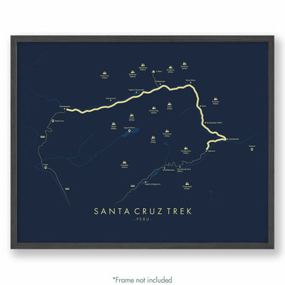 Trail Poster of Santa Cruz Trek - Blue