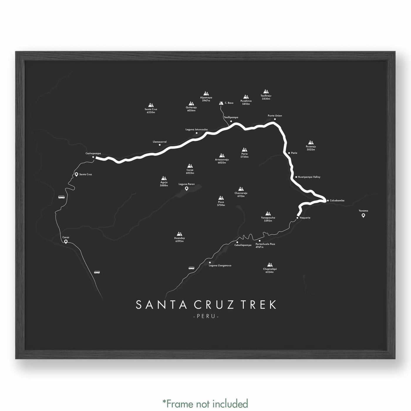 Trail Poster of Santa Cruz Trek - Grey