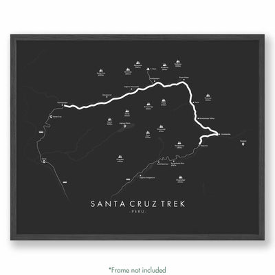 Trail Poster of Santa Cruz Trek - Grey