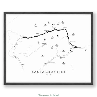 Trail Poster of Santa Cruz Trek - White