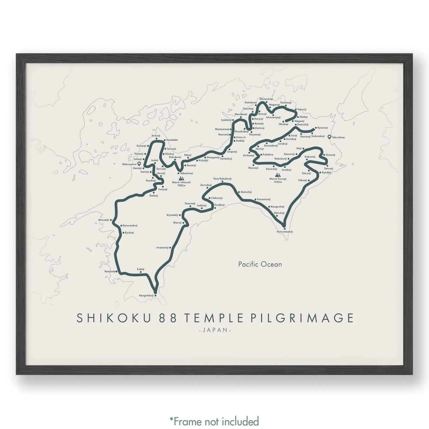 Trail Poster of Shikoku 88 Temple Pilgrimage - Beige