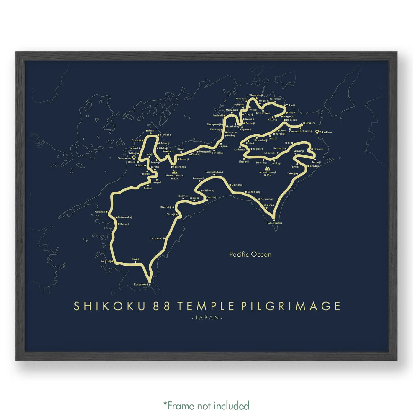 Trail Poster of Shikoku 88 Temple Pilgrimage - Blue