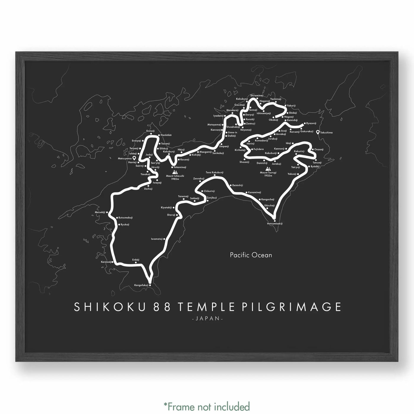 Trail Poster of Shikoku 88 Temple Pilgrimage - Grey