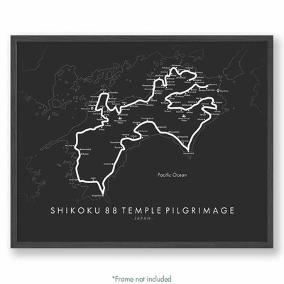 Trail Poster of Shikoku 88 Temple Pilgrimage - Grey