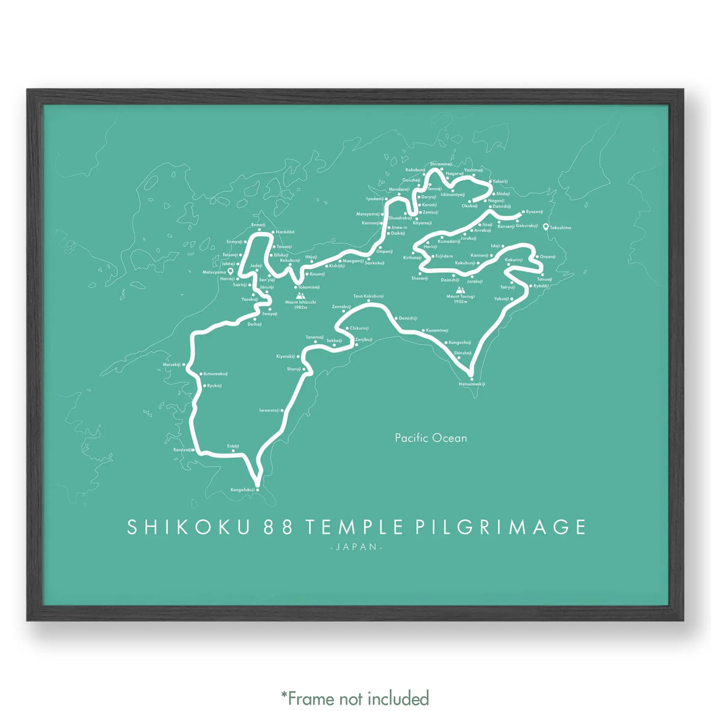 Trail Poster of Shikoku 88 Temple Pilgrimage - Teal