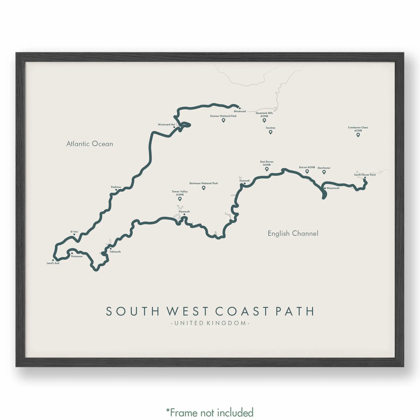 Path Poster of South West Coast Path - Beige