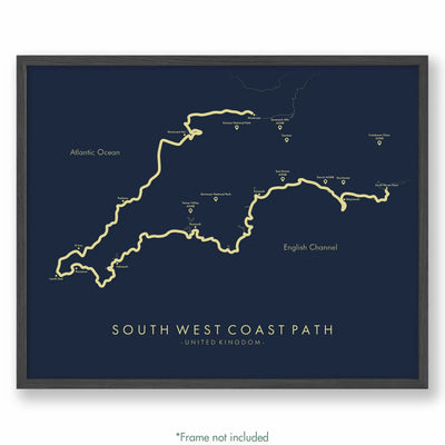 Path Poster of South West Coast Path - Blue