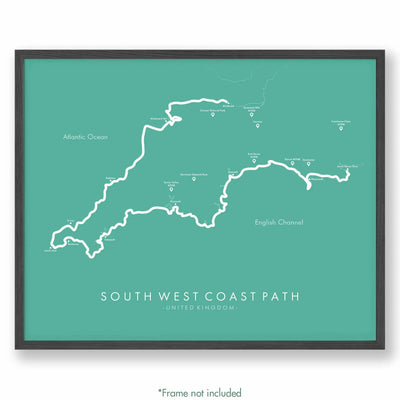 Path Poster of South West Coast Path - Teal
