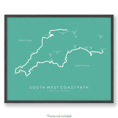 Path Poster of South West Coast Path - Teal