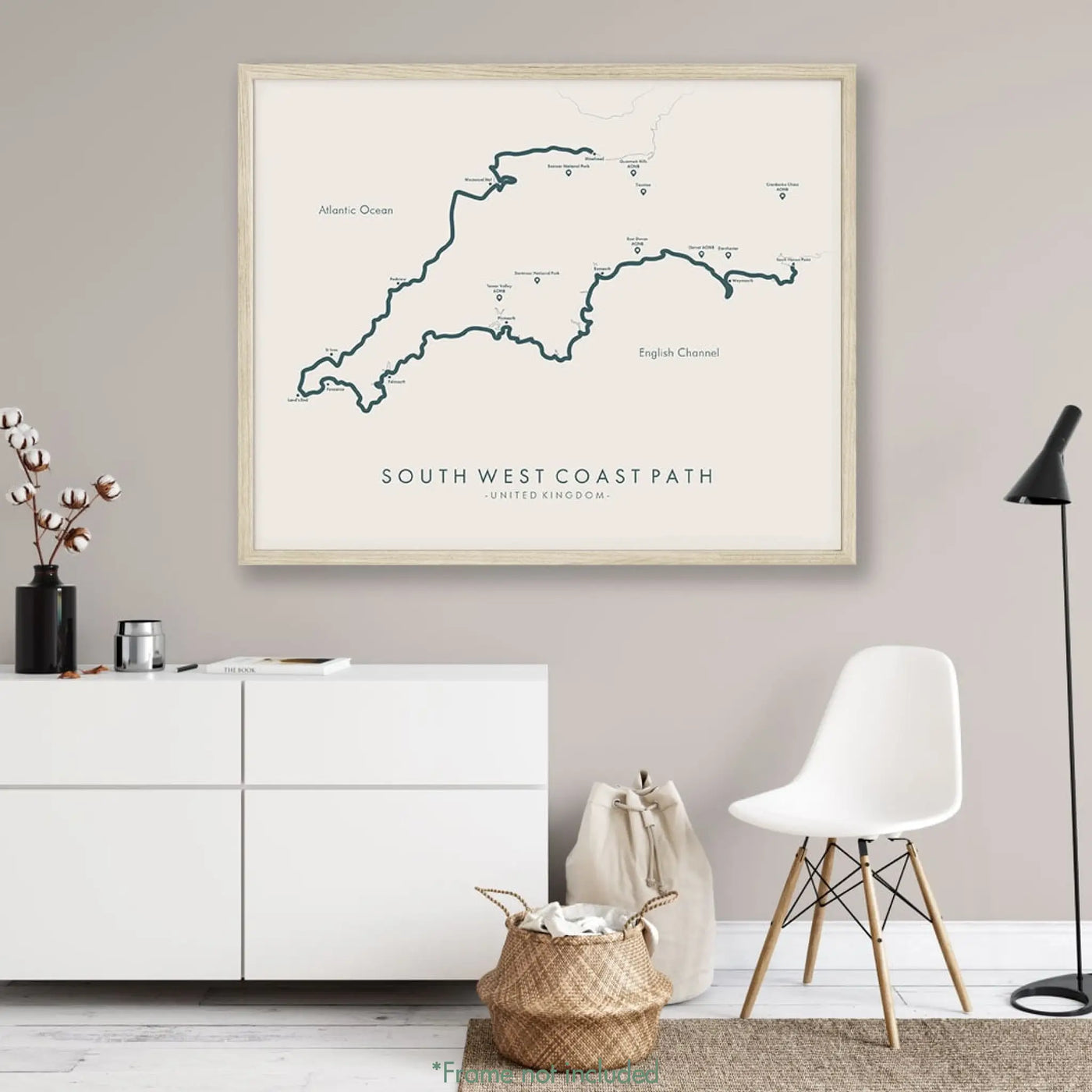 Path Poster of South West Coast Path - Beige Mockup