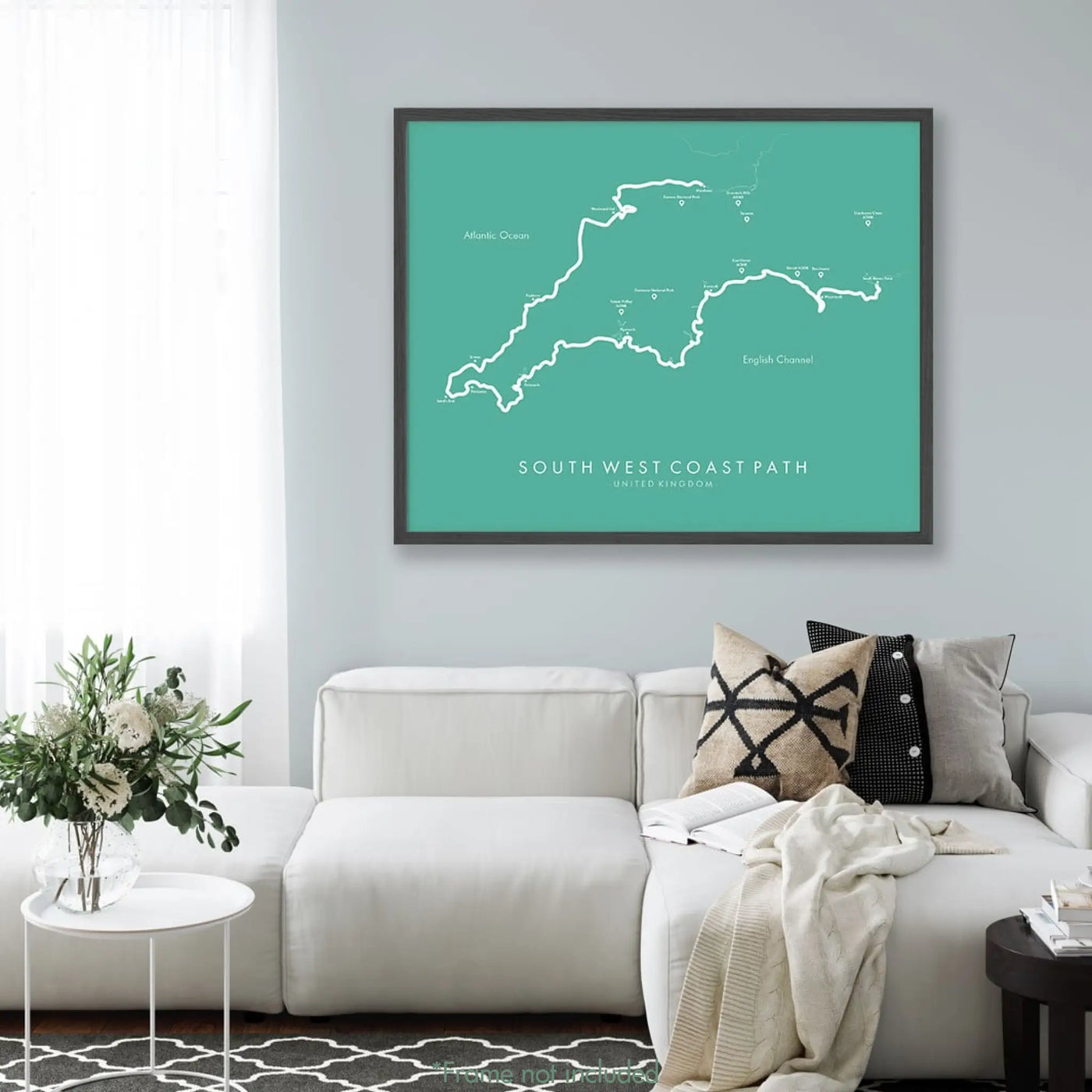 Path Poster of South West Coast Path - Teal Mockup