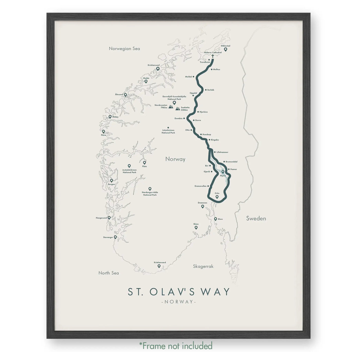 Trail Poster of St. Olav's Way - Beige