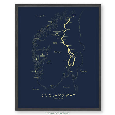 Trail Poster of St. Olav's Way - Blue