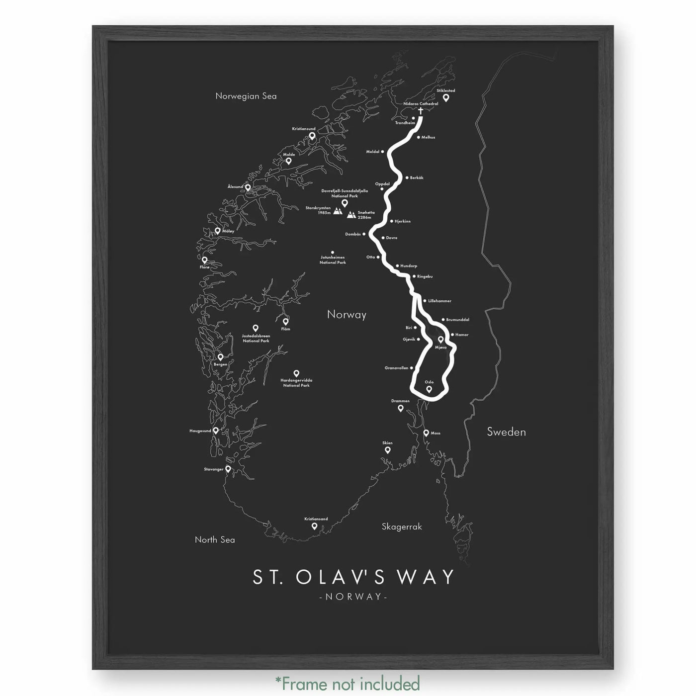 Trail Poster of St. Olav's Way - Grey