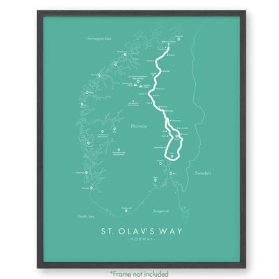 Trail Poster of St. Olav's Way - Teal