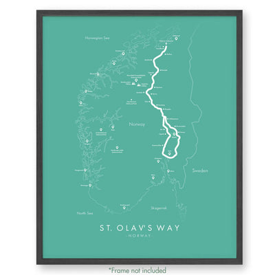 Trail Poster of St. Olav's Way - Teal