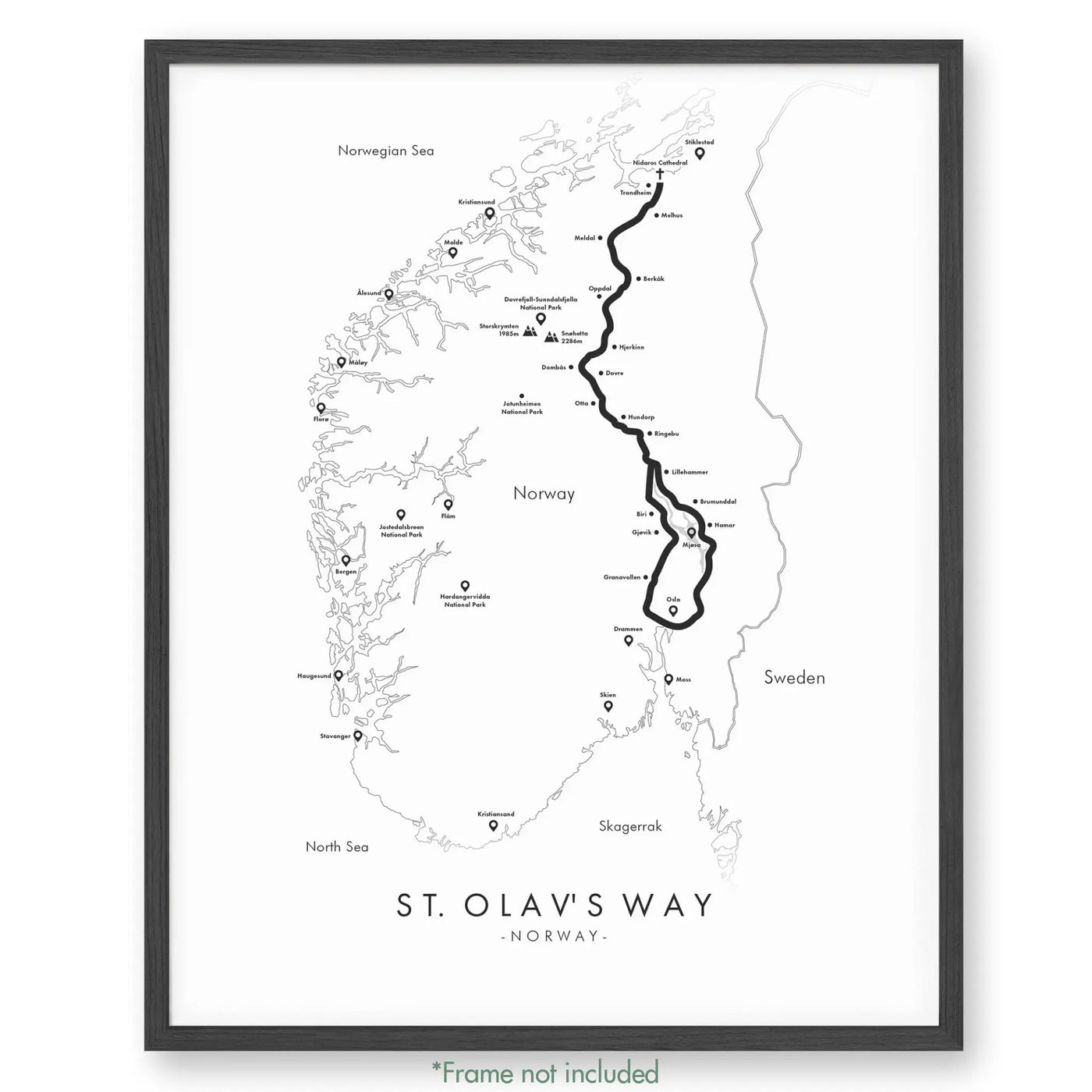 Trail Poster of St. Olav's Way - White