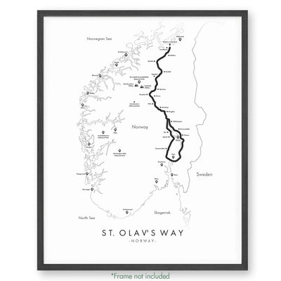 Trail Poster of St. Olav's Way - White