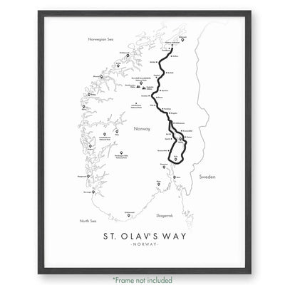 Trail Poster of St. Olav's Way - White