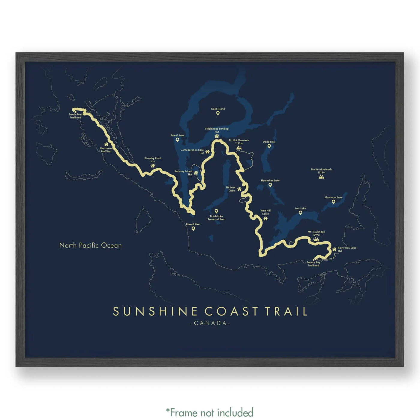 Trail Poster of Sunshine Coast Trail - Blue