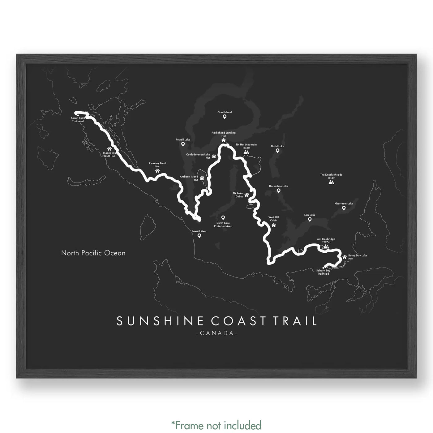 Trail Poster of Sunshine Coast Trail - Grey