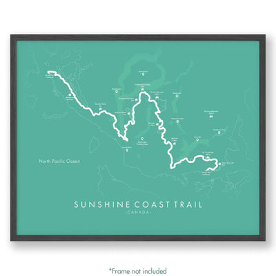 Trail Poster of Sunshine Coast Trail - Teal