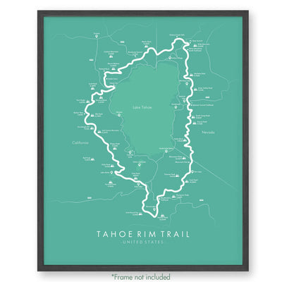 Trail Poster of Tahoe Rim Trail - Teal