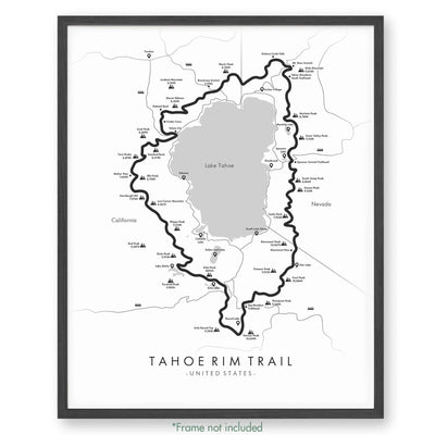 Trail Poster of Tahoe Rim Trail - White