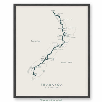 Trail Poster of Te Araroa - Beige