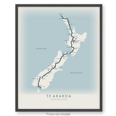 Trail Poster of Te Araroa - Beige