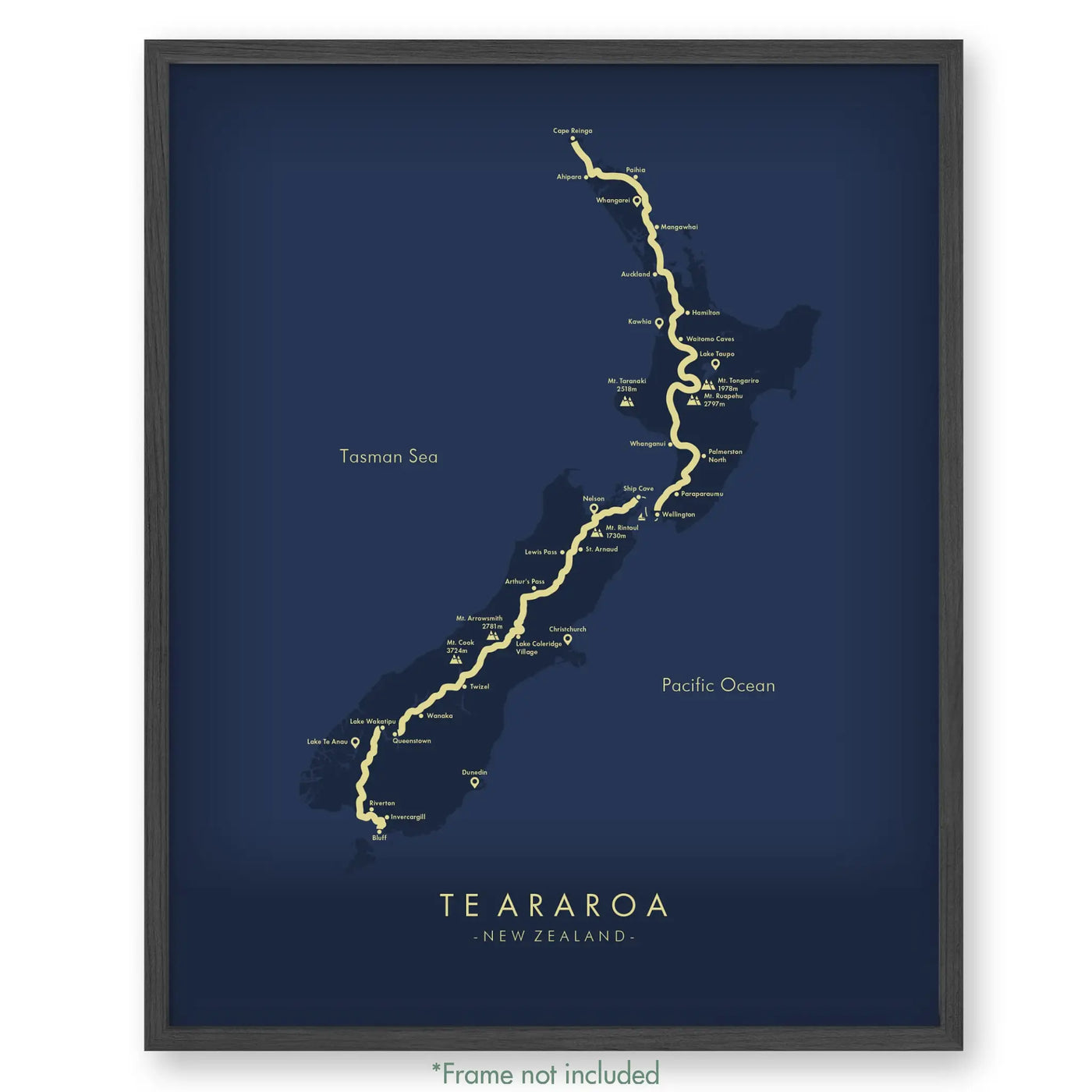 Trail Poster of Te Araroa - Blue