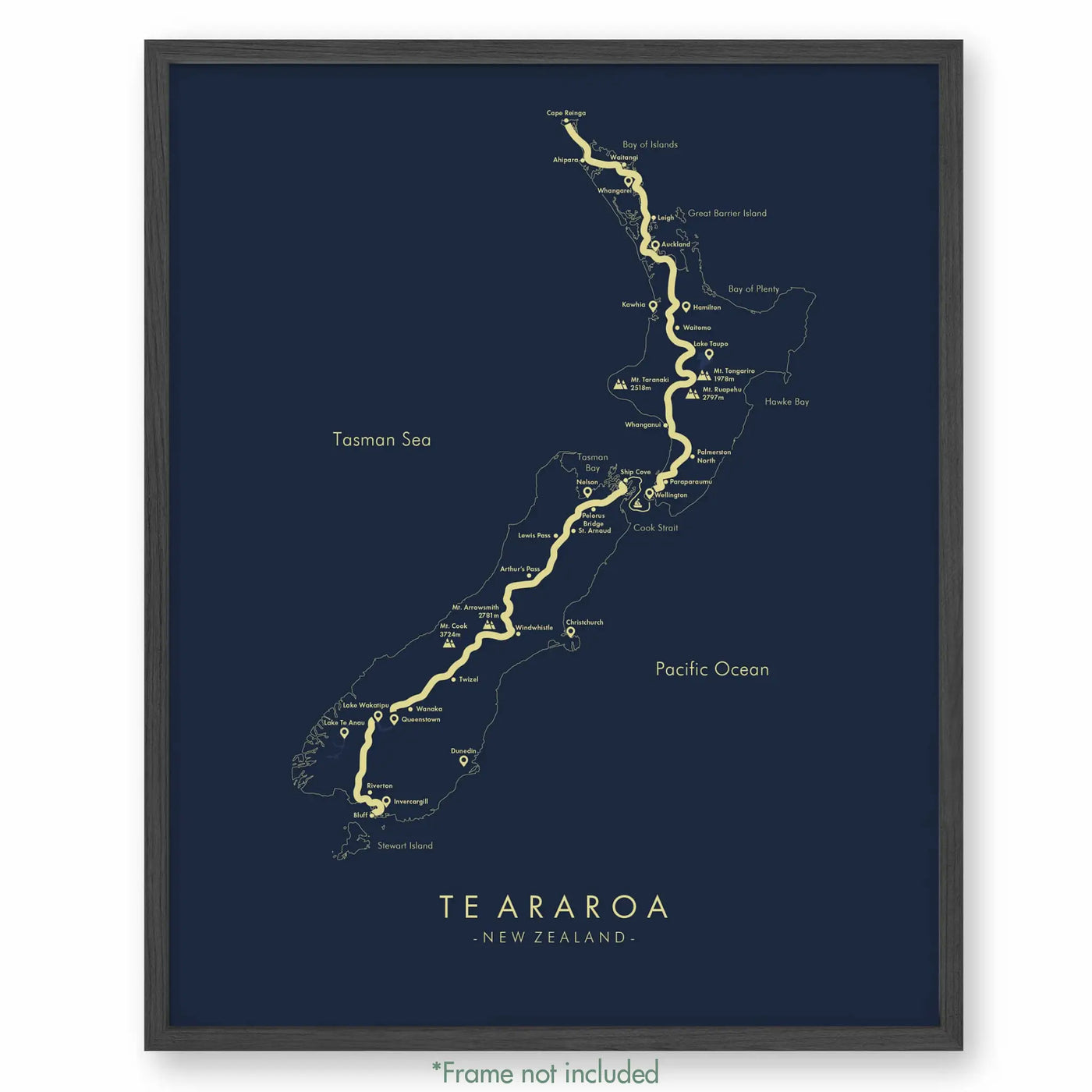 Trail Poster of Te Araroa - Blue