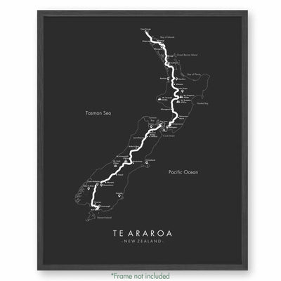 Trail Poster of Te Araroa - Grey